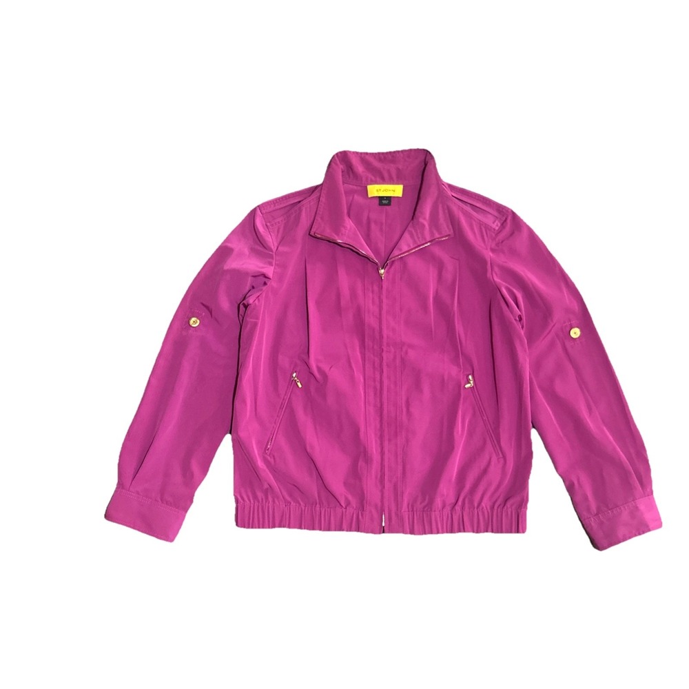 St John Yellow Label Magenta Zip Jacket‎ Gold Hardware Lightweight Resort Size S